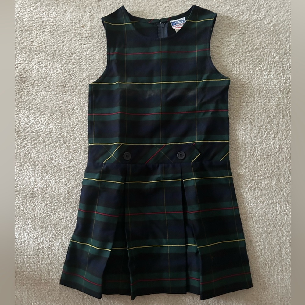 Royal park uniforms little girls green and navy blue plaid dress size 6 school